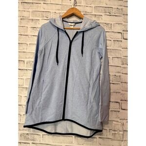 Christopher & Banks Womens Light Blue Full Zip Hoodie Thumbholes Size S